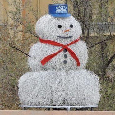 snowman made out of tumbleweeds